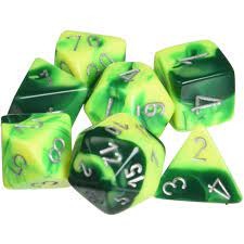 Gemini Green-Yellow/Silver Polyhedral 7-Die Set